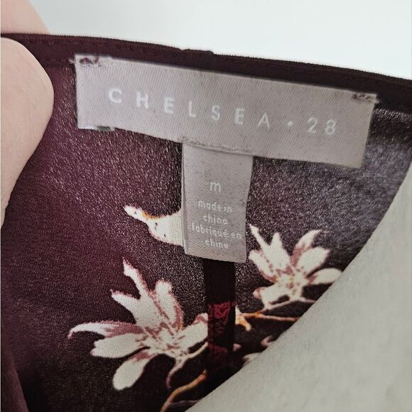 Chelsea28 Floral Wrap Blouse - Burgundy and Pink - Picture 5 of 7